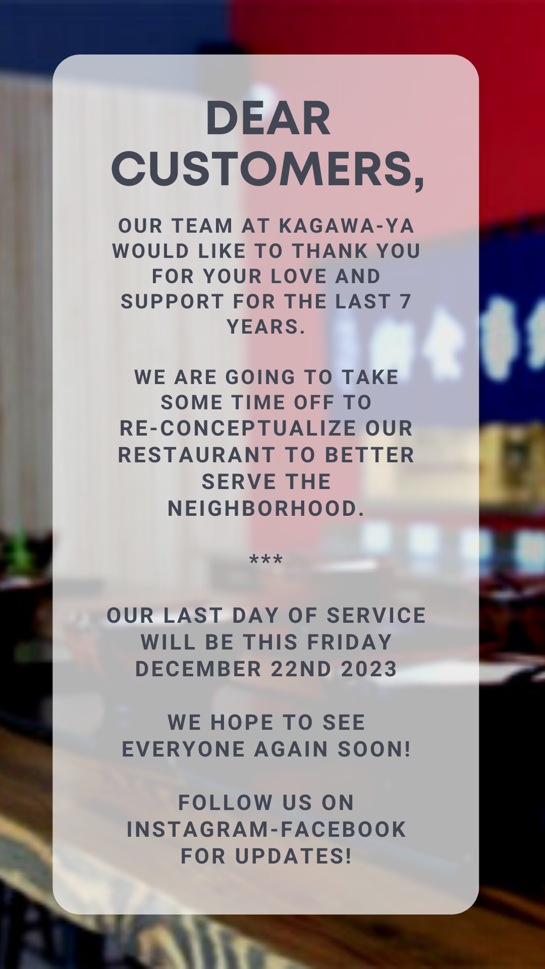We are closing.